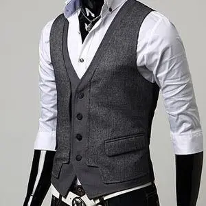 

Custom Made Dark Gray Mens Vests Slim Fit Wedding Prom Dinner Suit Waistcoats Handsome Vest For Man gilet costume colete