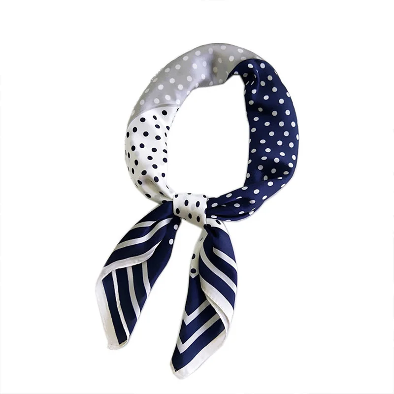 

70*70cm Women Square Scarf Printing Satin Scarves Hair Tie Band Female Bandana Striped Neckerchief Foulard Handkerchief Sjaal