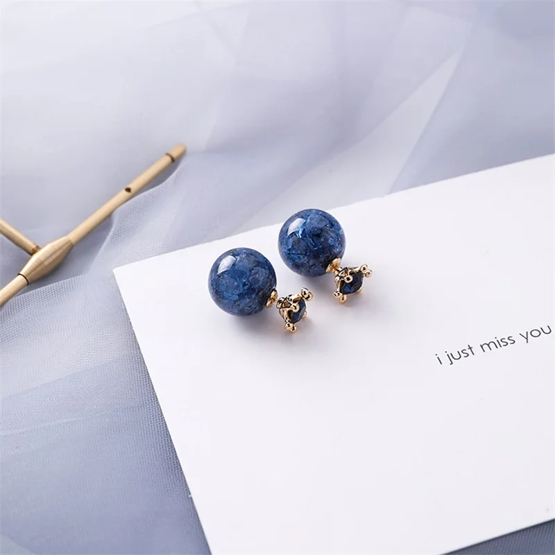 Корейские модные синие и серые серьги, простые геометрические круглые серьги с цветочной кисточкой, длинные висячие акриловые серьги для женщин, ювелирные изделия