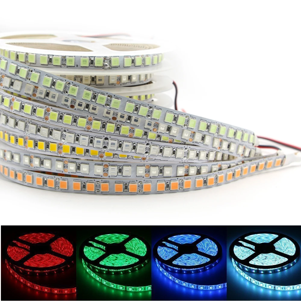 5 м Светодиодная лента 300 600 LED SMD 5054 подсвечиваемая 12V гибкий свет яркий чем 5050 5630