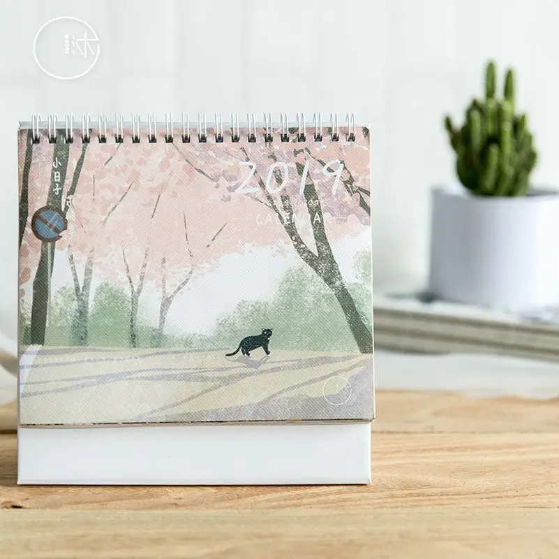 

2019 Creative Leisure Life Desk Calendar DIY Cartoon Table Calendars Daily Schedule Planner 2018.09~2019.12