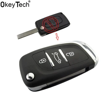 

OkeyTech New Modified Flip Car Key Shell 3 Buttons for Citroen C2 C3 C4 C5 C6 XSARA Fob Case for Peugeot 406 407 408 308 307 207