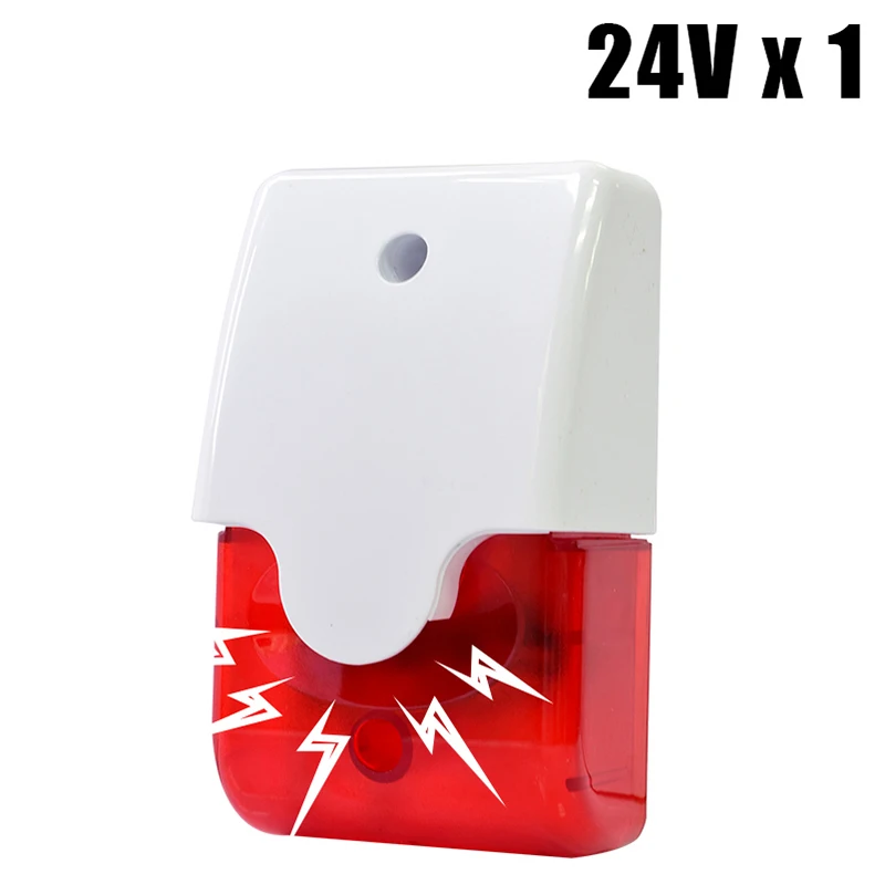 Sistema de alarma de sirena con cable interior seguridad del hogar 220 dB estroboscópico parpadeante luz roja 12 V 24 V