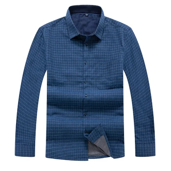 

8XL 7XL 6X 2018 plus size Men's Winter Casual plaid Fleece Corduroy Wool Warm Shirt fashion Male Long Sleeve shirt High-quality