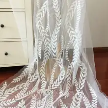 1 ярд изысканные прозрачные блестки Лист Тюль вышивка кружевная ткань для свадебного платья, свадебное платье, выпускное платье ткань по двору