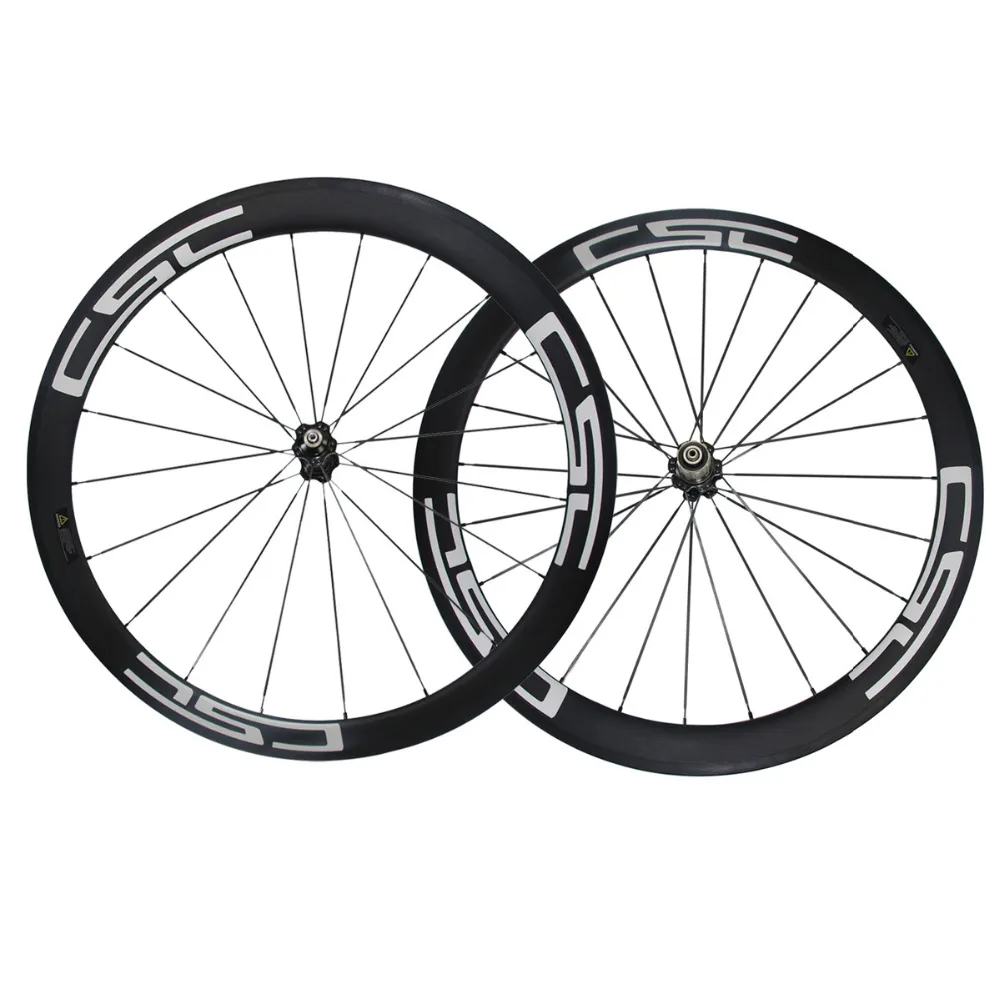 Flash Deal CSC 25mm wide 50mm Clincher Tubeless  Carbon Road Wheelset Bicycle Wheels sapim pillar 1420 spokes 2