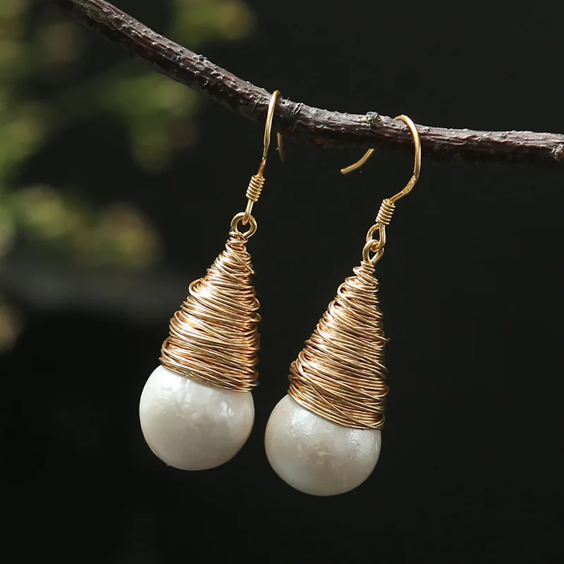 

The latest baroque silk earrings ears hang around not faded contracted fashion