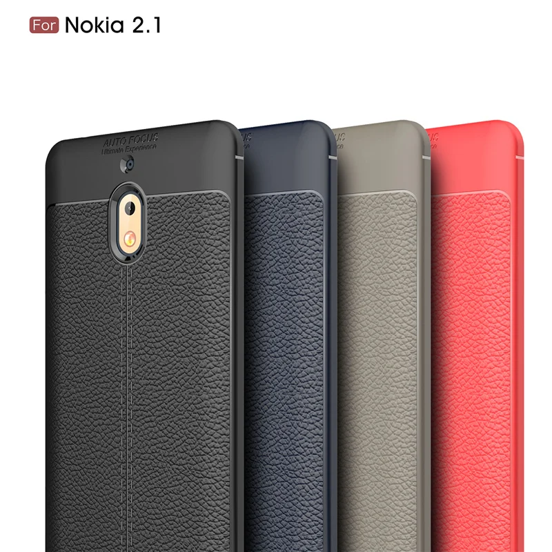 

Phone Case For Nokia 2.1 Luxury Carbon Fiber Litchi Pattern Anti-skid Soft TPU Silicon Shockproof Cover for Nokia 2.1 Shell