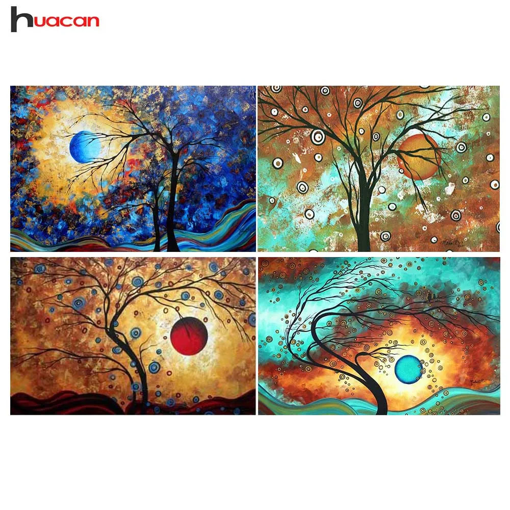 HUACAN Diamond Painting Landscape Diamond Embroidery Round Full