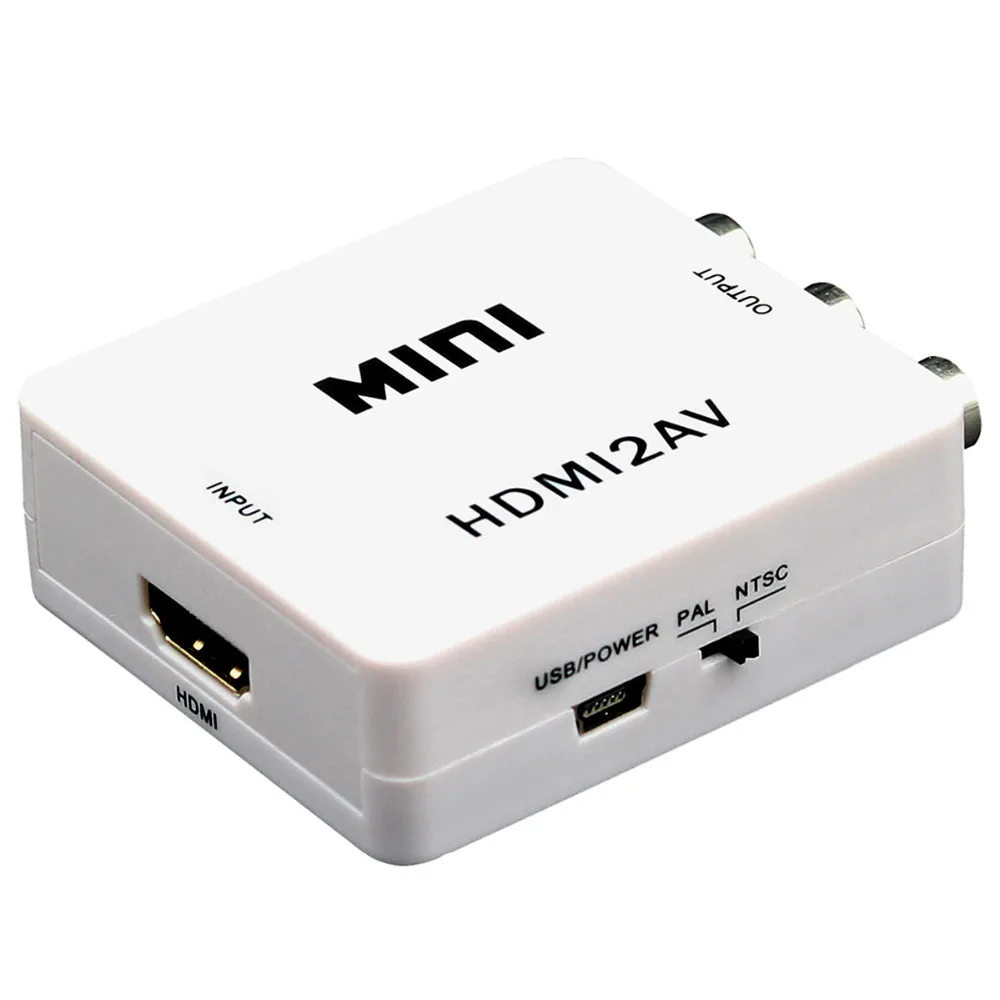 Мини HD Video конвертер Box HDMI в RCA аудио/CVBS L/R видео 480 P 720 P 1080 HDMI2AV Поддержка NTSC PAL Выход HDMI К AV адаптер