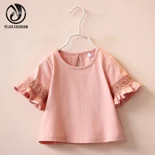 White Pink Summer Girl Shirt Lace Half Sleeve Girl Clothes High Quality Cotton Loose Kids Shirts Girls Tops