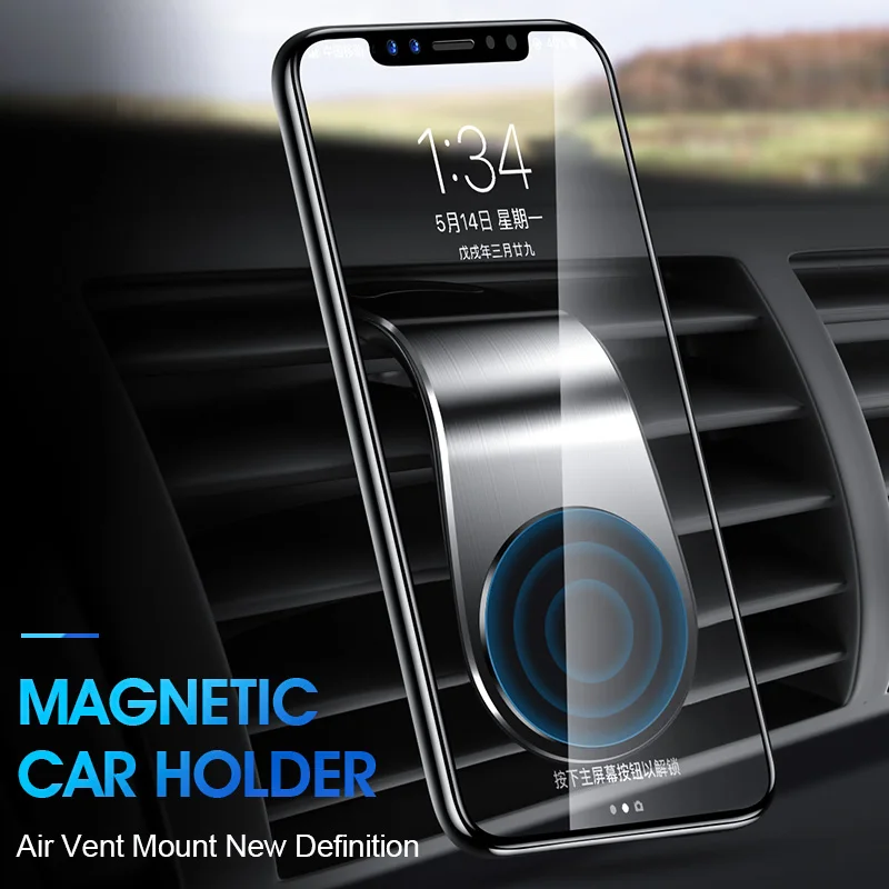 Магнитный автомобильный держатель для телефона для iPhone, samsung, Xiaomi, huawei, L форма, крепление на вентиляционное отверстие, подставка в автомобиль, магнит, gps, держатель для мобильного телефона
