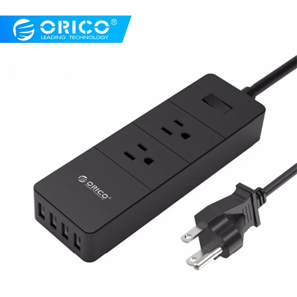 

Orico Original Black IPC-2A4U-US Power Strip With 1.5 Power Line 20w 2 Outlet 4 Usb Port Charger Socket Plug Travel Adapter