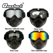 Queshark Лыжная маска для сноуборда зимние лыжные очки для снегохода ветрозащитные очки для катания на лыжах велосипедные солнцезащитные очки с фильтром для рта