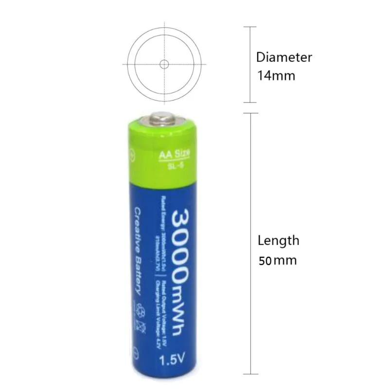 2 Etinesan 3000mWh 1,5 V AA Li-polymer Перезаряжаемые батарея+ 1,5 v aa aaa зарядное устройство