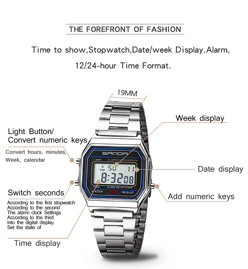SANDA розовое золото спортивные часы мужские часы лучший бренд класса люкс золотые электронные светодиодные цифровые наручные часы Мужские часы Relogio Masculino