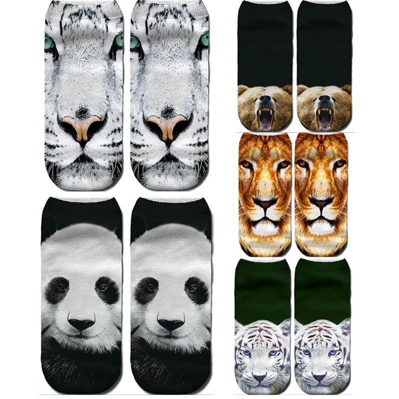 

Dreamlikelin 3D Print Beast Lion Tiger Panda Bear Woman Socks Casual Women's Sox Anklets