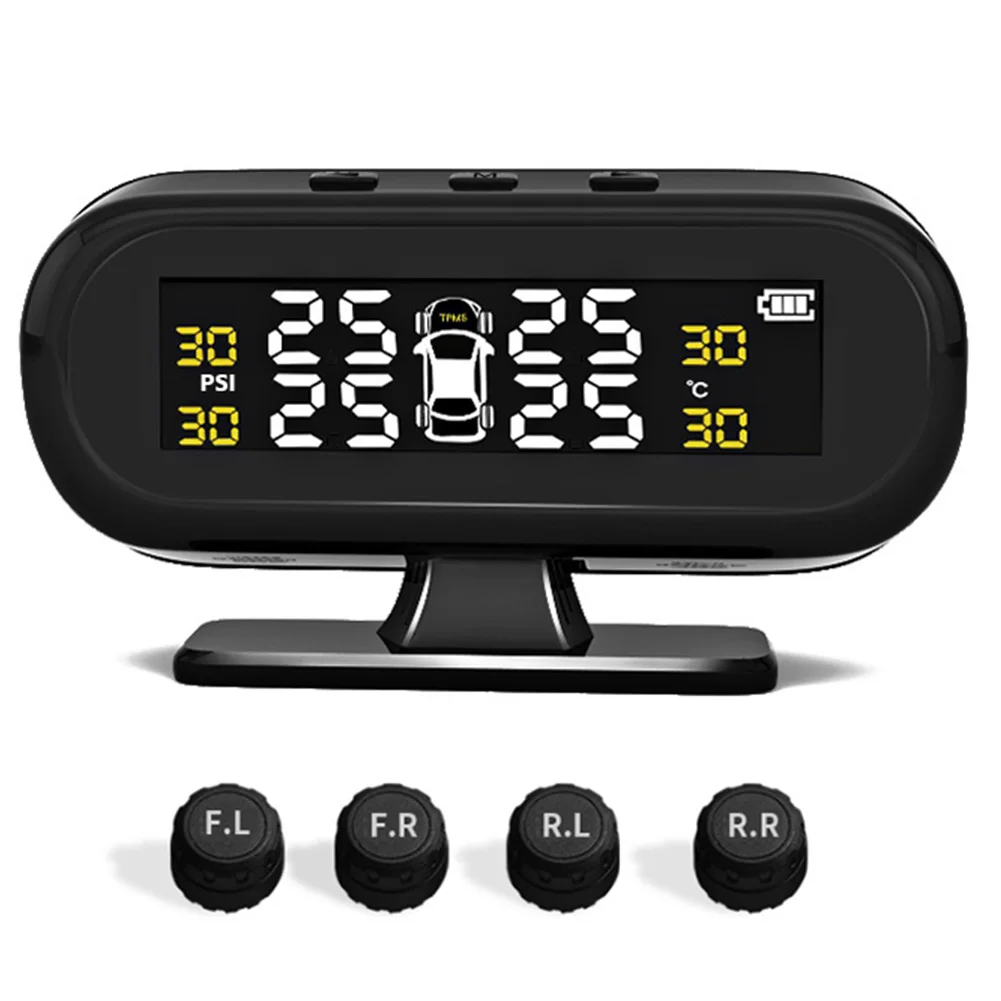 

High Universal LCD Display Car Accessories Solar Powered Auto Alarm Easy Install Tire Pressure Monitor Wireless