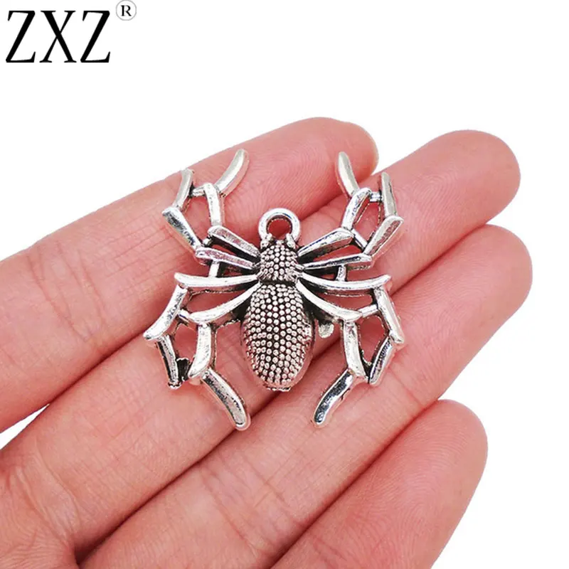 

ZXZ 10pcs Antique Silver Spider Charms Pendants for Necklace Bracelet Jewelry Making Findings 35x32mm