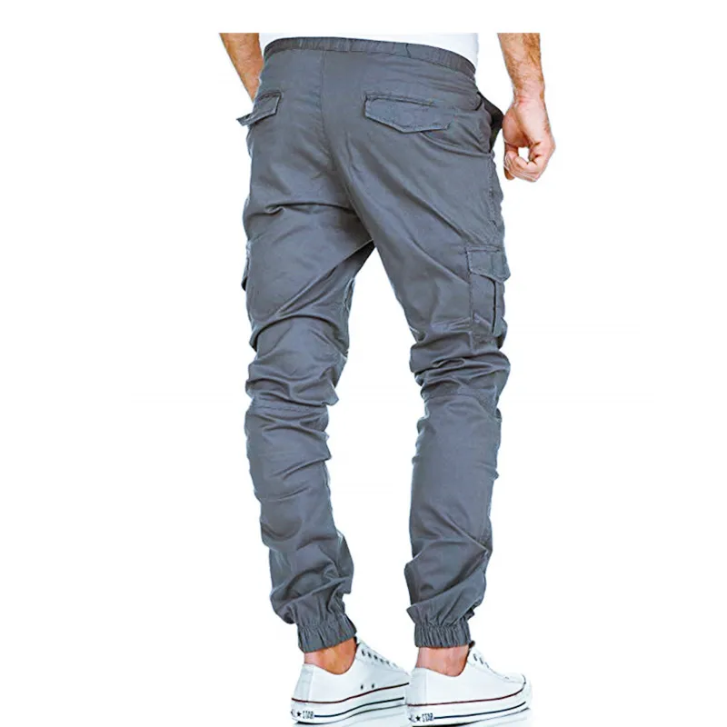 DERMSPE2019 New Men Pants Hip Hop Joggers Fashion Basic Solid Elastic Waist Trousers Casual Pockets High quality Mens Sweatpants