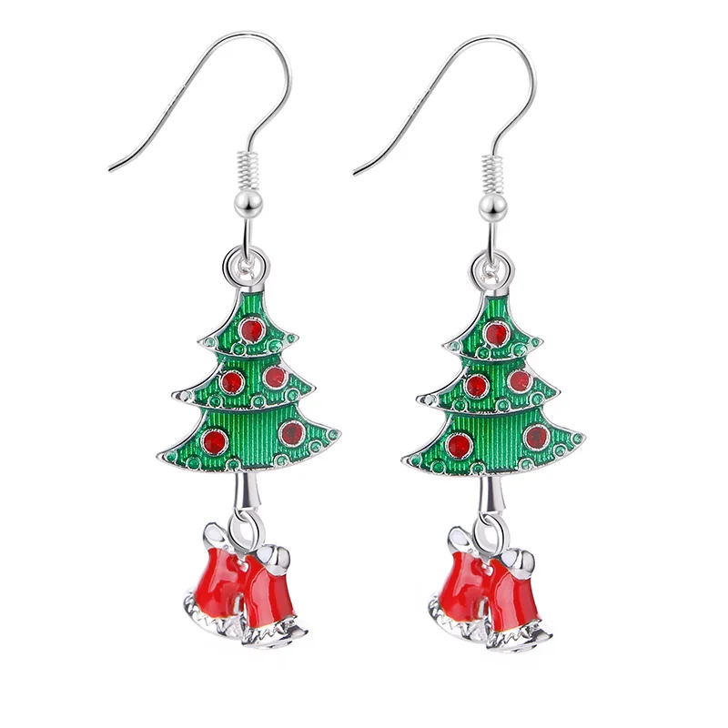 

8Seasons Fashion Drop Earrings Cute Golden Christmas Tree Wreath Geometric Circle Drop Earrings Jewelry Christmas Gift,1 Pair