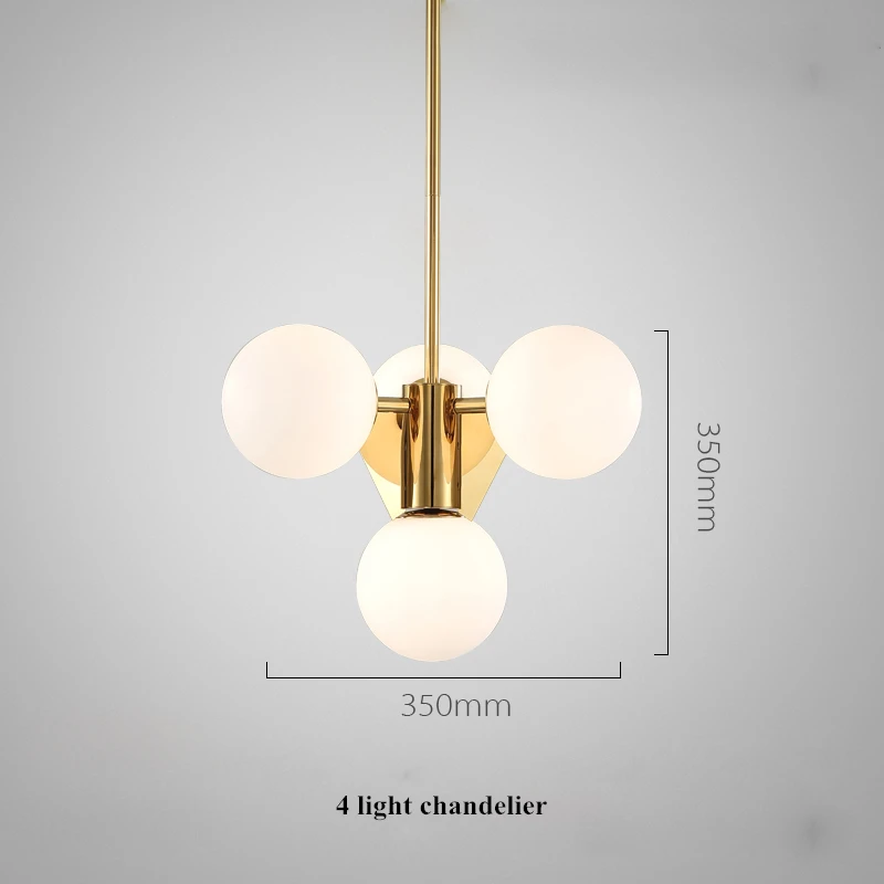 Скандинавский блеск пластина золотой металл светодиодная люстра G9 Luminaria подвеска в виде стеклянного шара внутреннее освещение, люстры Led Lampapras светильники - Цвет абажура: 4 light chandelier