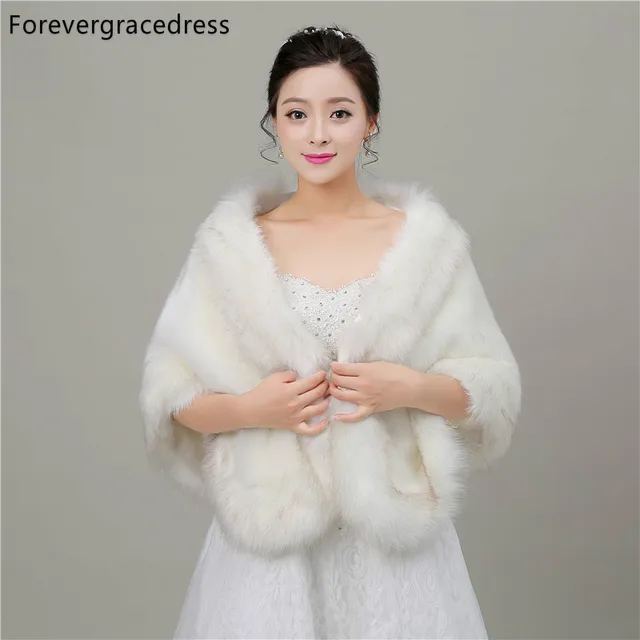 Disc Forevergracedress 2018 Autumn Winter Season Faux Fur Wedding Wrap Bolero Jackets Bridal Coat Cape Cloak Shawls Scarves In Stock