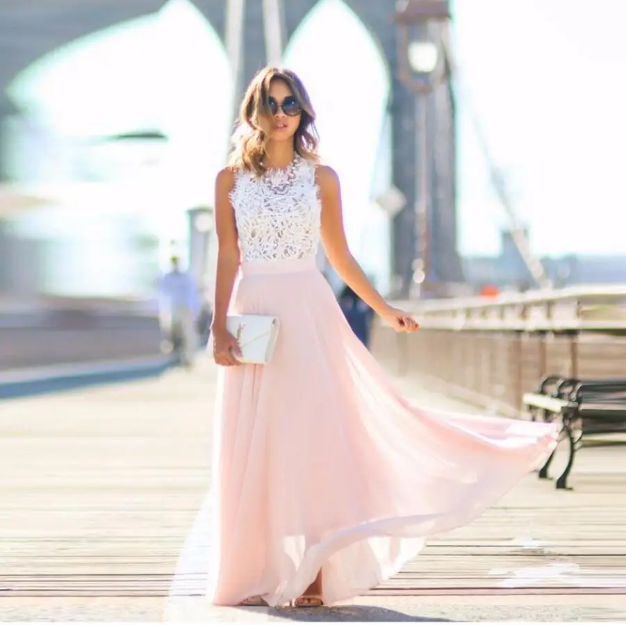 Light Pink Long Skirt - Dress Ala