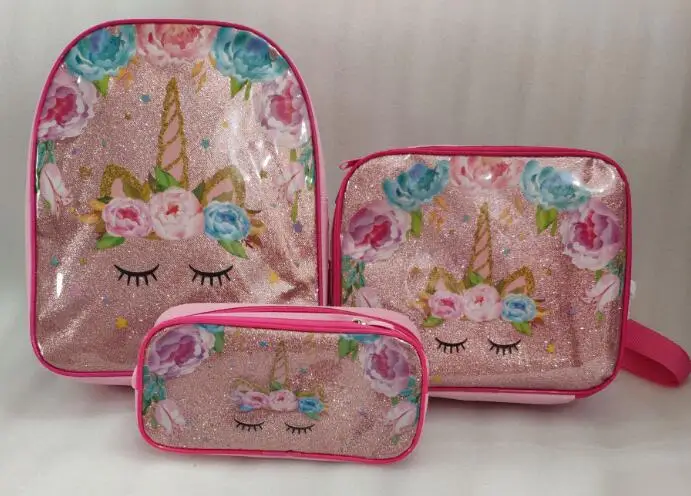 

New Fashion Unicorn Princess Girls School Bag With Lunch Set For Children Elementary Primary School Backpack Bags