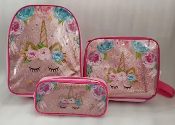 

New Fashion Unicorn Princess Girls School Bag With Lunch Set For Children Elementary Primary School Backpack Bags