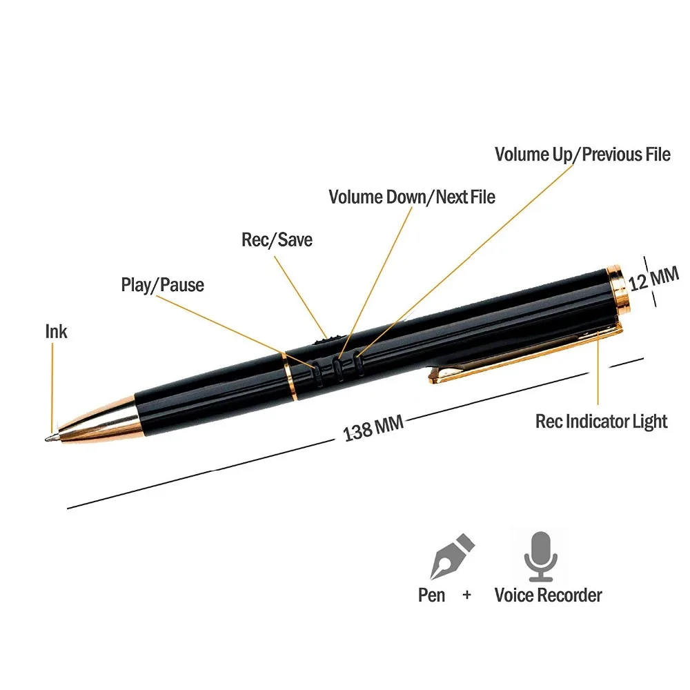  Professionale Registratore Vocale Penna Portatile HD Penna di Registrazione Audio Dittafono del Reg