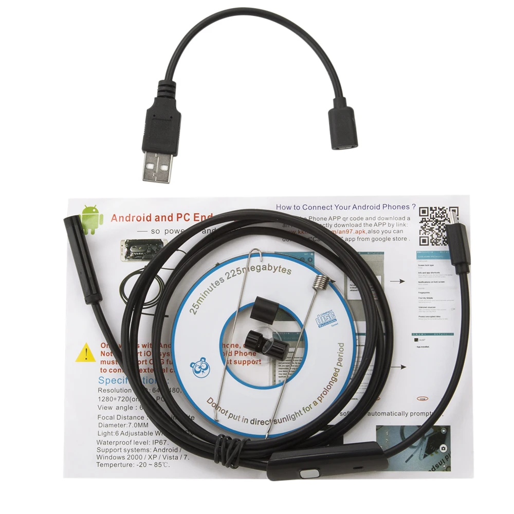 

5.5mm Lens Android Endoscope Camera USB Camera 1m To 5m Soft Cable Pipe Inspection Endoscope Waterproof Led Light Camera