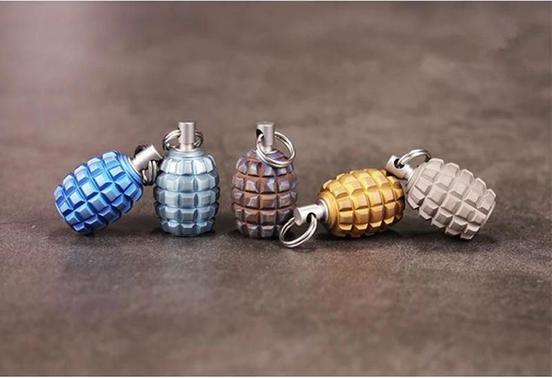 1PC Mini Grenade Shape Titanium Alloy Knife Beads Lanyard Pendant With Toothpick Fingertip Toys Begleri EDC Multi-tool Pendant