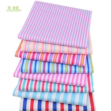 Chainho, 8 шт./лот, серия цветных полос, саржевая хлопковая ткань с принтом, Лоскутная Ткань для шитья и стеганого шитья для детей и малышей