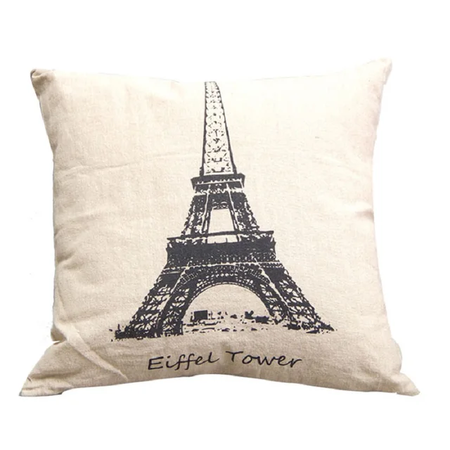 Mosunx Бизнес Хлопок Лен Площадь Декоративные Подушки Throw Обложка Париж Fower