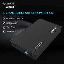 ORICO 3588US3-BK 3.5 Inch HDD Enclosure Case USB 3.0 5Gbps to SATA Support UASP and 8TB Drives Designed for Notobook Desktop PC