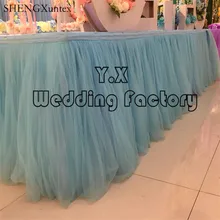 Небесно-голубой цвет пачка Юбка для стола для Свадебная скатерть декоративная