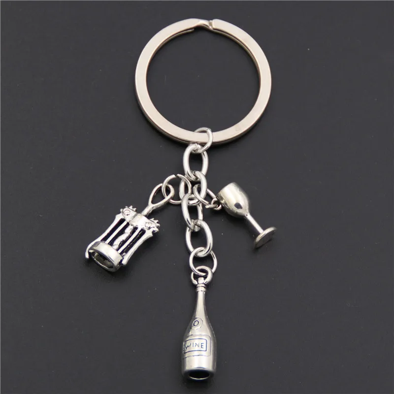 1pc 2019 Creative Red Wine Bottle Wine Bottle Opener Keychain Metal