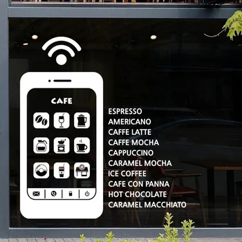 Coffee Shop Wall Decal Mobile Wifi Design Coffee Machine Coffee Words Cafe Wall Sticker Coffee Shop Window Glass Wall Decoration Coffee Shop Wall Decal Mobile Wifi Design Coffee Machine Coffee Words Cafe Wall Sticker Coffee Shop Window Glass Wall Decoration