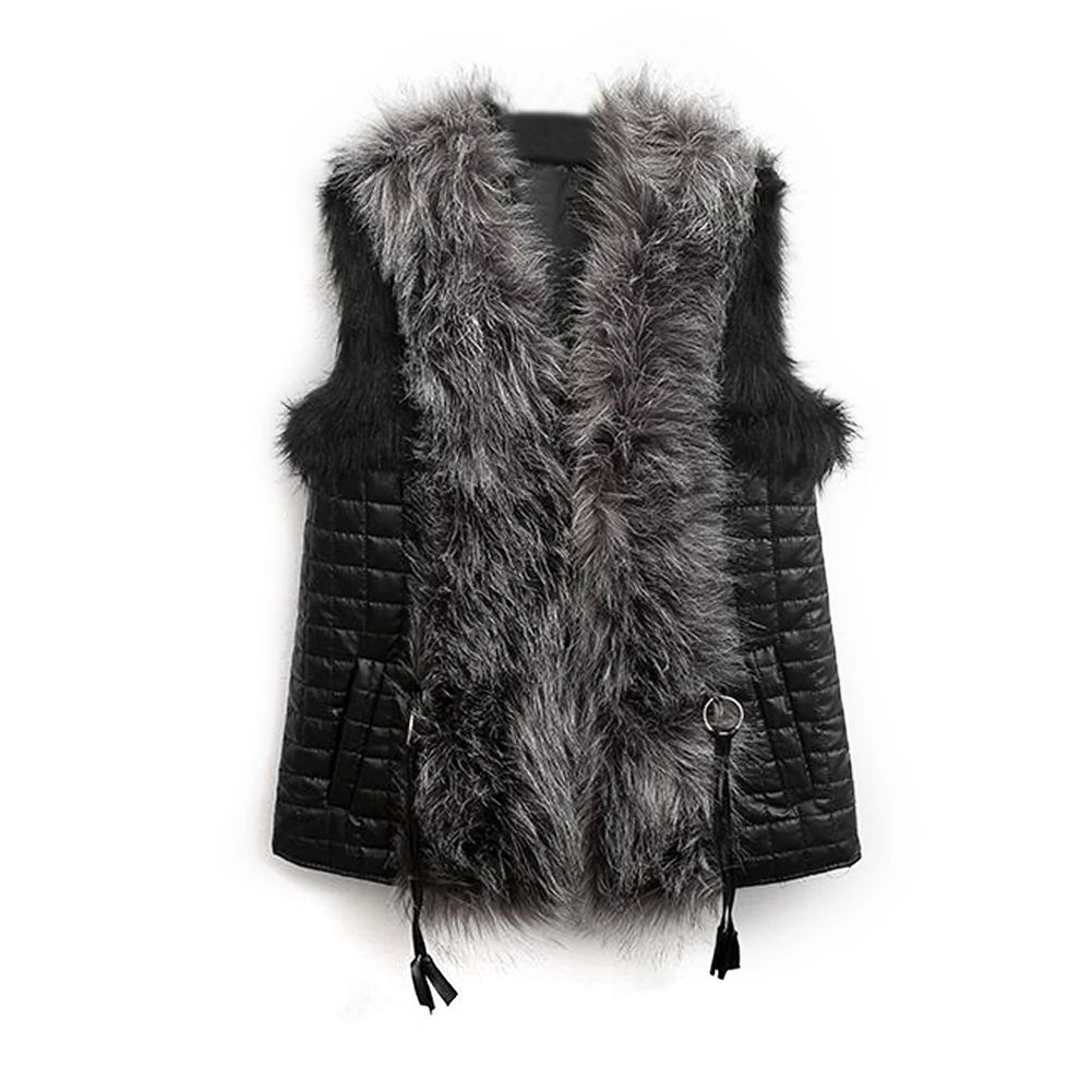 Жилет женский зимний из натуральной кожи без рукавов|fur coat|fur vestleather fur coat |