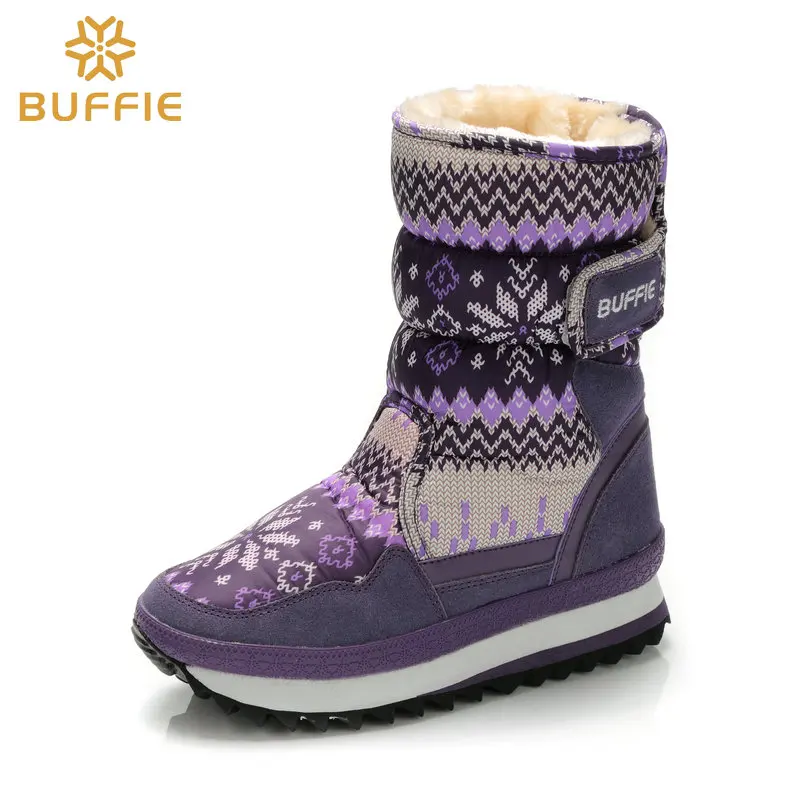 Детская обувь, зимние сапоги для девочек, теплые плюшевые меховые фиолетовые снежинки, красивая одежда для маленьких детей, нескользящая
