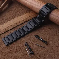 Черный браслеты для часов из нержавеющей стали неполированный прямые концы специальный разъем для наручные часы для мужчин замена 20 мм 22
