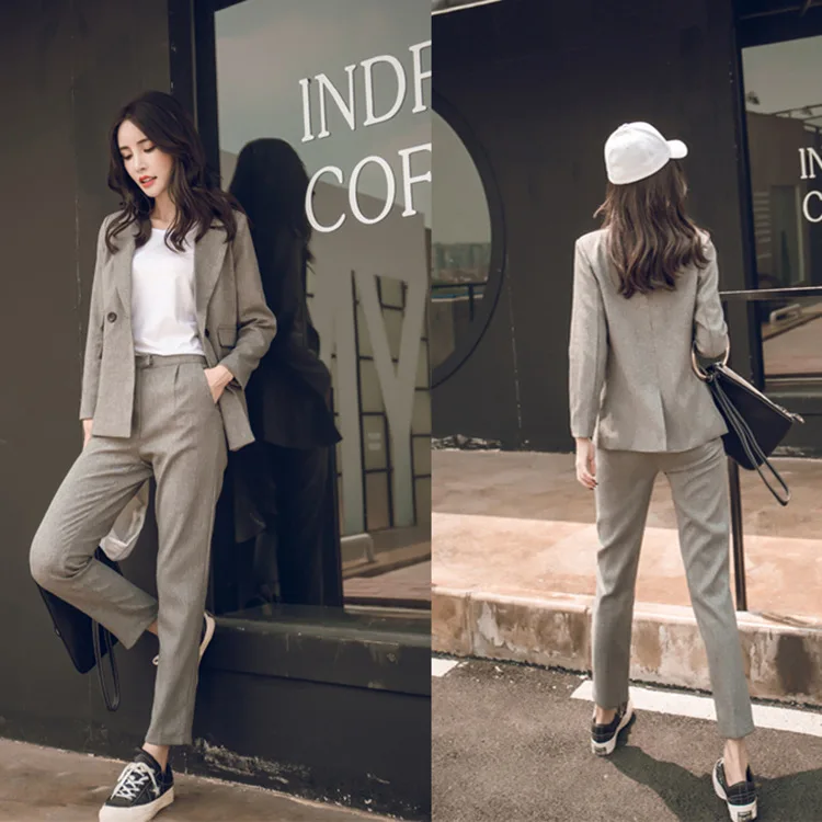 

2018 Spring/autumn Blazers Women Slim Blaser Single button notched Design Feminino Female Suit Jacket&pants suit elegant vestido
