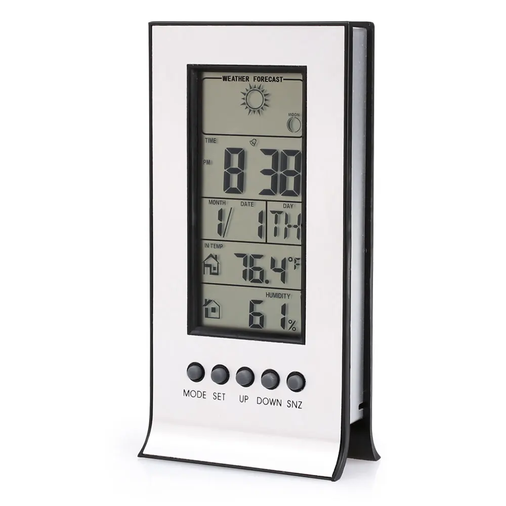 

Button Cell Thermometer Digital Alarm Clock Stylish Weather LED Alarm Clock Multifunctional Humidity Digital Wall Clock Teens