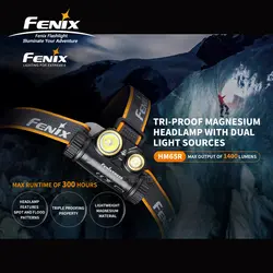 Двойные источники света Fenix HM65R 1400 люменов тройной магниевый налобный фонарь для длительной и высокой интенсивности активного отдыха