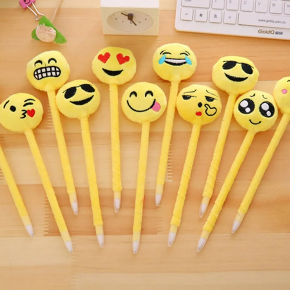 

Cute Cartoon Ballpoint Pen Novelty Smile Face Plush Toy Gift Mini Pen Stationery Student School Office Supplies