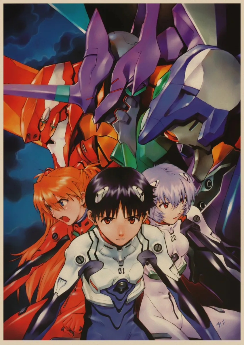 Неоновый Genesis Evangelion арт крафт-бумага плакат Винтаж Ретро плакат Японские Аниме картинки декор комнаты наклейки на стену A2