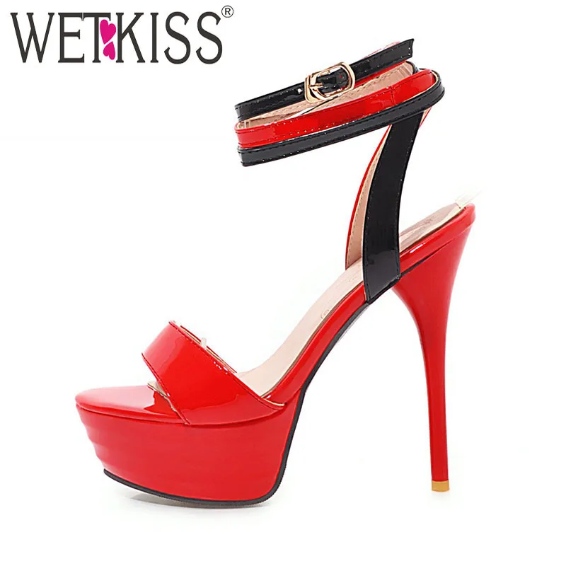WETKISS/2018 Босоножки на платформе очень высоком каблуке Модные женские босоножки
