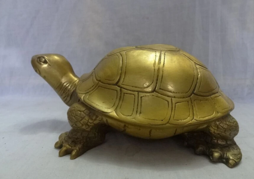 

S3116 9" China Chinese Brass Animals Longevity Dragon Sea Turtle Statue Sculpture D0317