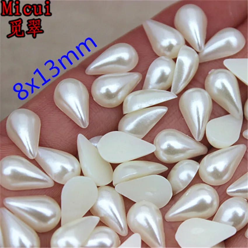 

Micui Drop Pearl Beads ABS Half Pearls Flatback Scrapbooking Bead For Jewelry Making Resin Scrapbook Beads DIY Decorate MC212